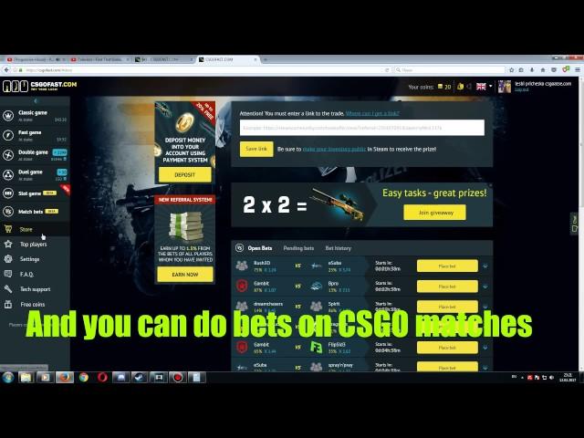 CSGOFAST.COM 60 MONETS BONUS : REFERRAL LINK / EARN FREE MONEY /