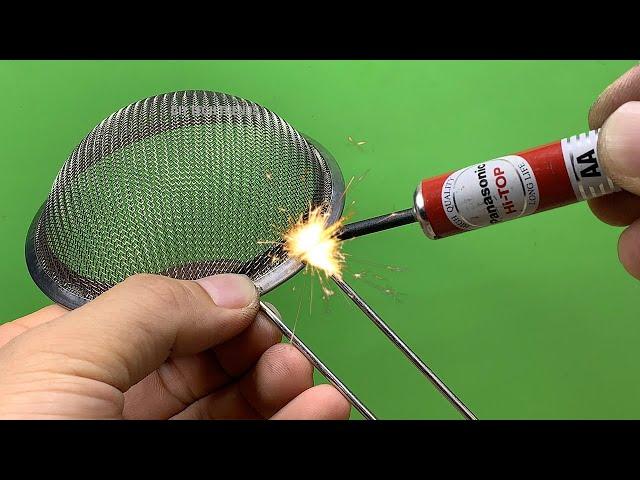 How To Make Simple Welding Machine From 1.5V Battery! Recycle used 1.5v aa Batteries