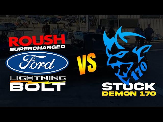 Stock DEMON 170 vs Roush Ford Lightning Bolt DRAG RACE | Demonology