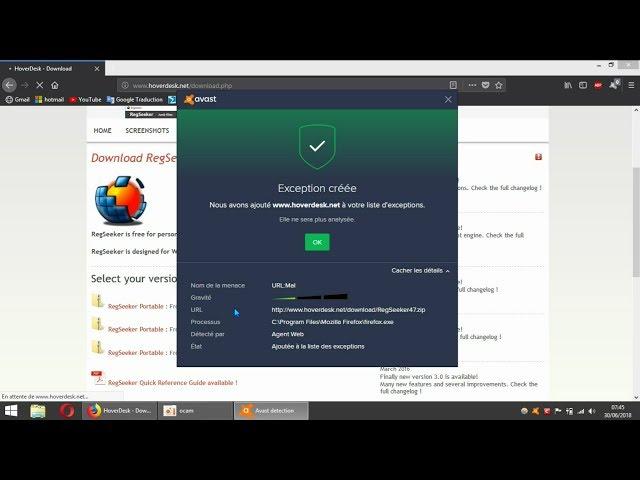 AVAST free 18.5 / test Agent Web URL / tuto FR