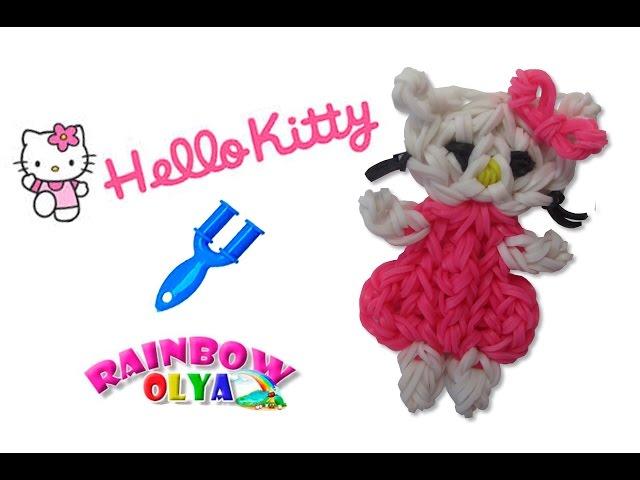 ХЕЛЛО КИТТИ из резинок на рогатке. Фигурка из резинок | Hello Kitti Rainbow Loom Charm