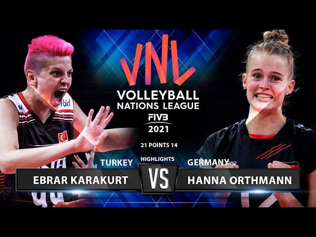 Ebrar Karakurt vs Hanna Orthmann | Turkey vs Germany | VNL 2021 (HD)