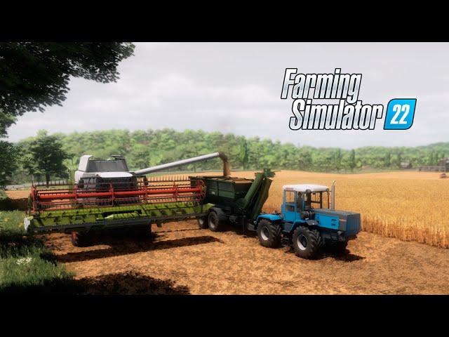 FS22 / Map Sosnovka / Harvesting a wheat field with three combines Lexion, Akros, John Deere. Day 8