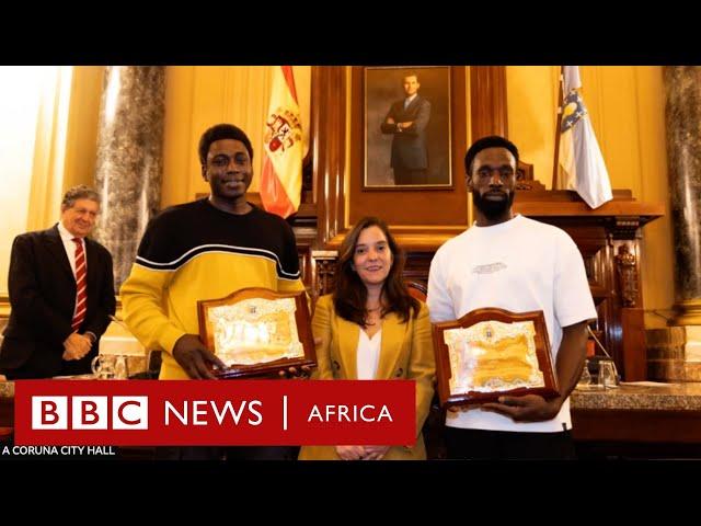 Senegalese migrants honoured for heroism in Spain  - BBC Africa