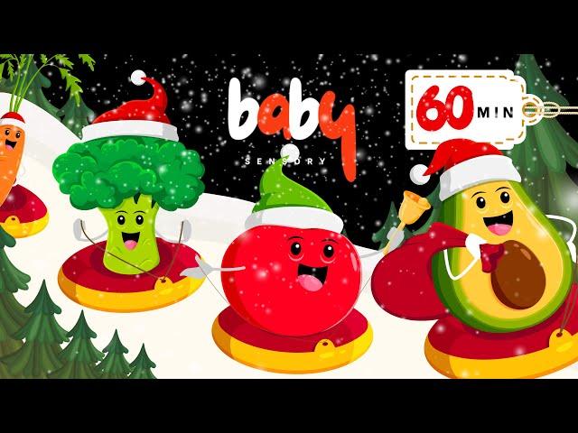 Baby Sensory Funky Veggies Christmas Slide! ️ Winter Fun Animation with Music & Dance Video