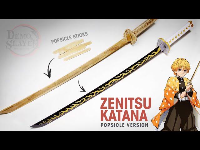 Easy & Simple DIY | Cool Zenitsu Sword from Popsicle Sticks - Free Template | WITHOUT POWERTOOLS