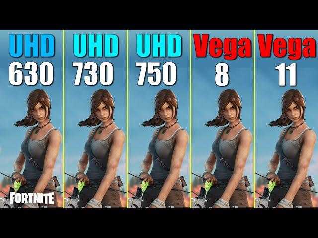 UHD 630 vs. UHD 730 vs. UHD 750 vs. Vega 8 vs. Vega 11 | Fortnite