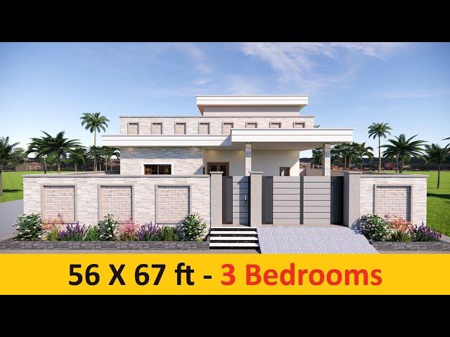 Single story house design - 3 Bedrooms | Modern house design | Village House design