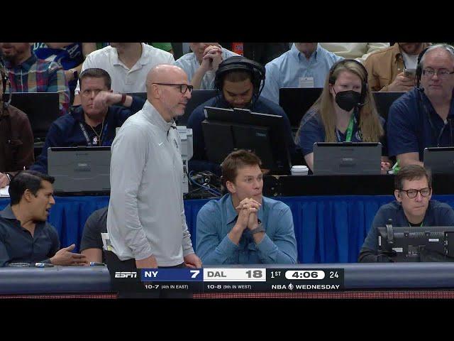 Jason Kidd talks with Tom Brady during Knicks vs. Mavs | NBA on ESPN