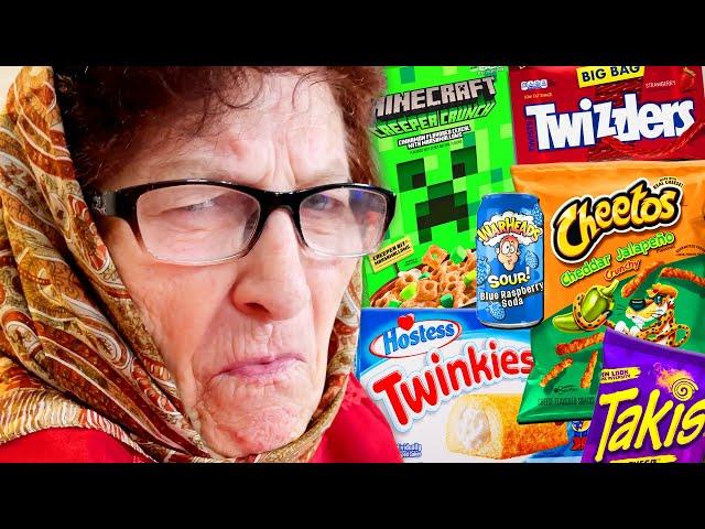 MY BABUSHKA TRIES THE WORST AMERICAN SNACKS!