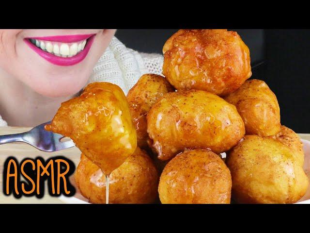 DEEP FRIED GREEK HONEY DONUTS - LOUKOUMADES  | ASMR Eating Sounds | No Talking Mukbang - 먹방