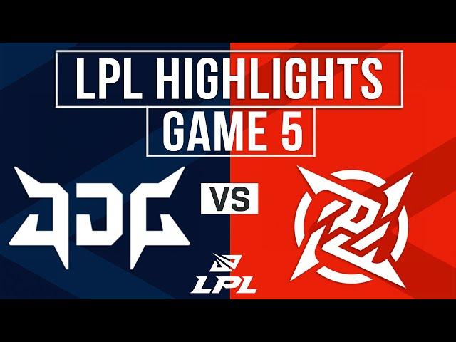 JDG vs NIP Highlights Game 5 LPL 2024 Summer | JD Gaming vs Ninja in Pyjamas