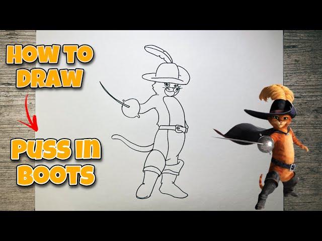 HOW TO DRAW PUSS IN BOOTS | Puss In Boots | Step-by-Step Tutorial #drawing #howtodraw