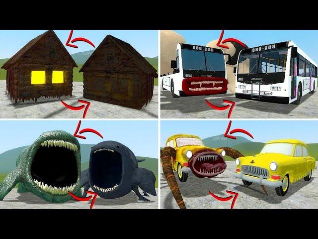 EVERYTHING TURNED INTO MONSTERS: CAR EATER, THE BLOOP, HOUSE HEAD VS ALL TREVOR HENDERSON IN GMOD!!