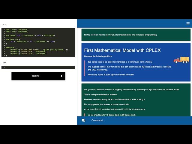 OptSchool Learning Math & Constraint Optimisation with IBM ILOG CPLEX Studio