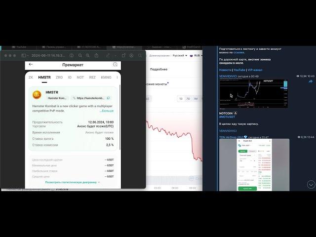 NOTCOIN-ИДЕМ НА 0,1?Hamster Kombat ЛИСТИНГ УЖЕ БЛИЗКО/ОТКРЫТИЕ ТОРГОВ 12 ИЮНЯ