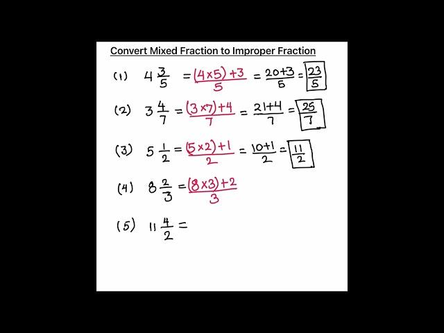 How to convert mixed fractions to improper fraction / Mixed Number to improper fraction