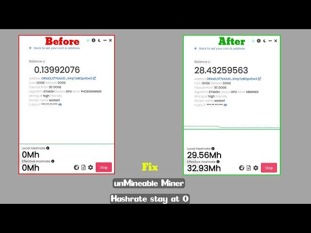 unmineable miner - how to fix hashrate stays at 0