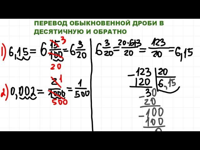 Перевести обыкновенную дробь в десятичную и обратно