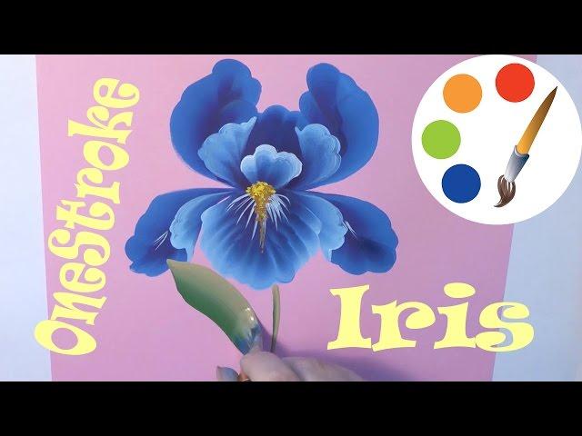 OneStroke, Painting the Iris flower, Cómo dibujar una flor de iris, irishkalia