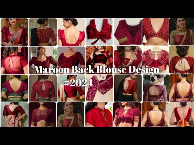 ️Maroon colour Blouse Back Neck Designs 2024/Blouse Design /gala design/Design blouse back side