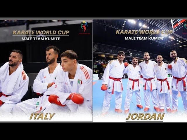 TEAM KUMITE  ITALY  VS JORDAN WKF WORLD KARATE CHAMPIONSHIP TEAM KUMITE QUARTER FINAL 2024 PAMPLONA