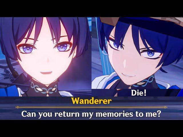 WANDERER After Getting His Memories Back Cutscene Genshin Impact Archon Quest SCARAMOUCHE Story