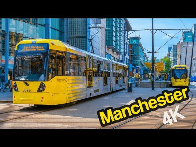 Manchester UK walking tour 4K.