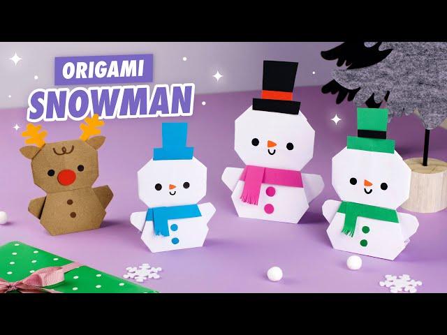 Origami Paper Snowman | Easy Christmas crafts