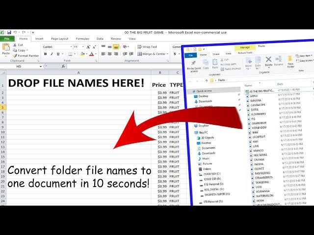 Converting file or folder names into a text document WINDOWS