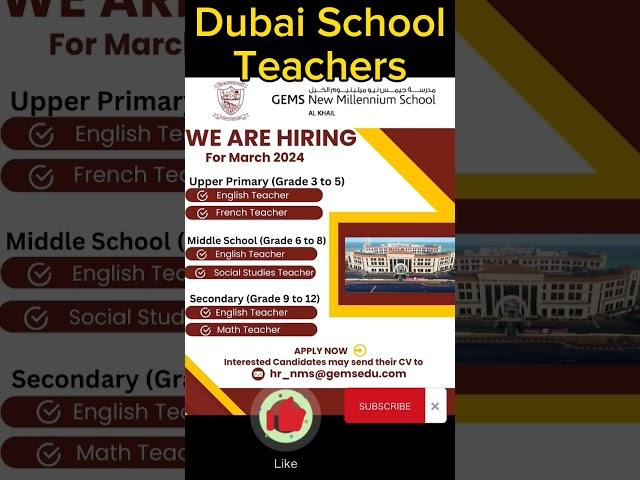 Teacher Jobs in Dubai | School Teacher in Dubai