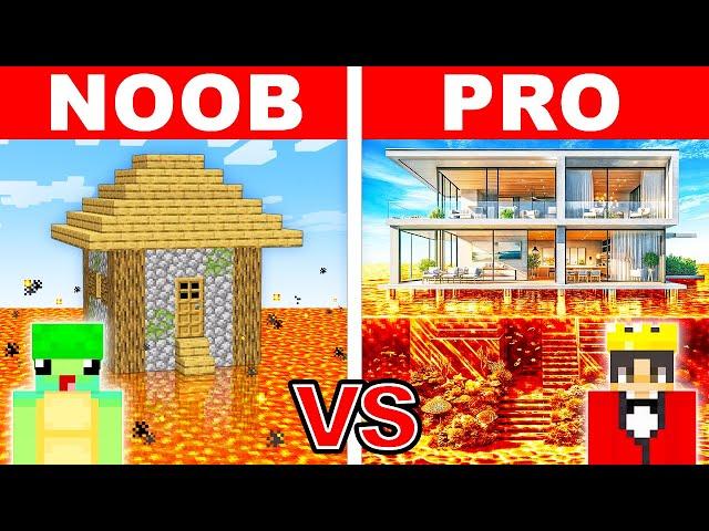 NOOB vs PRO: MODERN HOUSE ON LAVA Build Challenge in Minecraft!