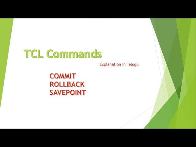 Oracle SQL TCL Commands Tutorial : Transaction Control Language Explanation in Telugu