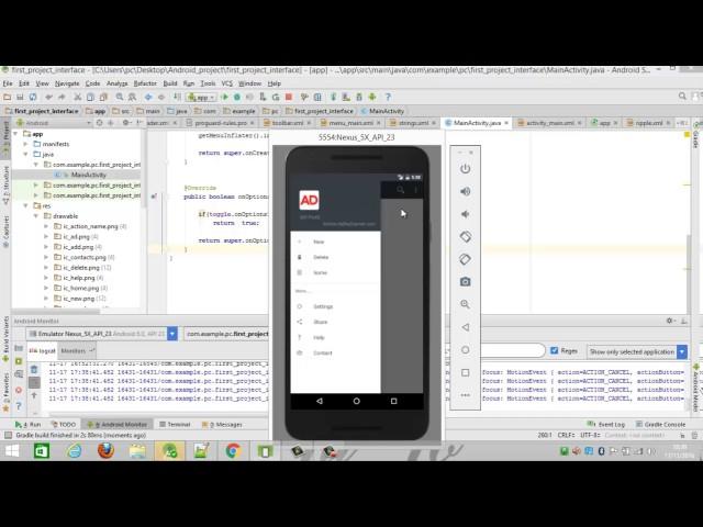 Android Tutorial : 1-Navigation Drawer