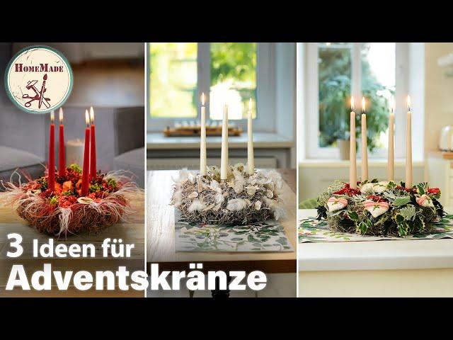 DIY | Adventskränze selber machen | 3 Ideen für haltbare Kränze aus Naturmaterialien | ohne binden