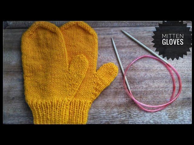 How to knit a mitten gloves with circular needles, step by step tutorial.