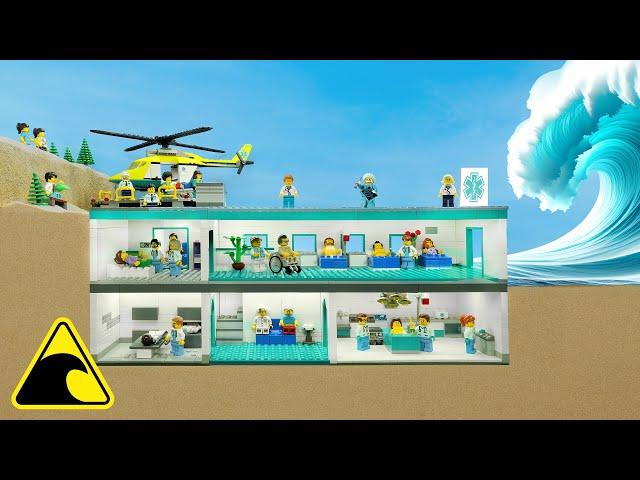 Disaster as Lego City Hospital Flooded by Tsunami - Dam Breach Experiment