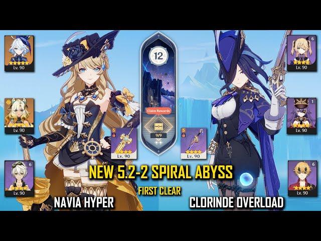 【GI】C0 Navia Hyper and C0 Clorinde Overload - NEW 5.2.Phase 2 - Spiral Abyss - Floor 12 9 Stars