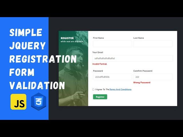 Jquery form  validation | Registration Form Validation | Using jQuery