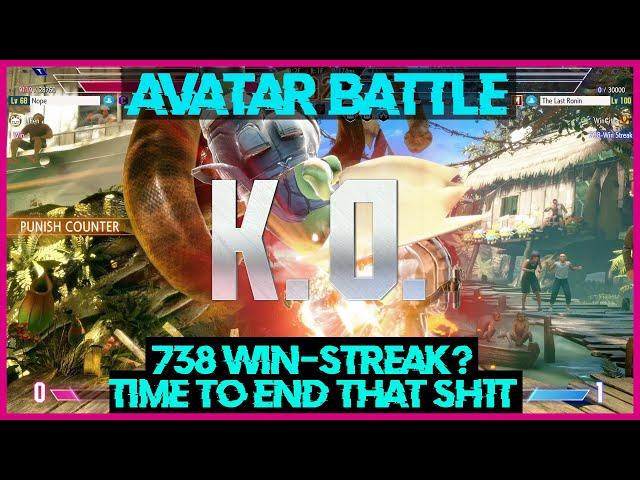 [SF6 Avatar Battle] Ending NA0002's Finest The Last Ronin's 738 Win-Streak