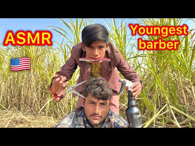 ASMR youngest barber  in the world cut labour man haircut ‍️