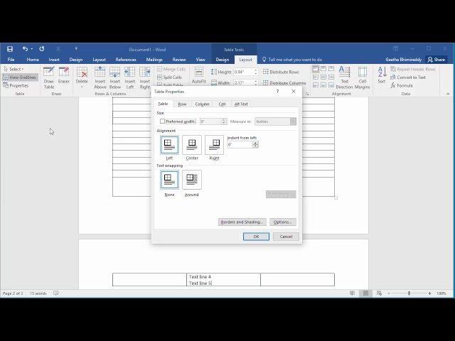 How to Prevent Row of a Table from Breaking Across Pages in Word 2016