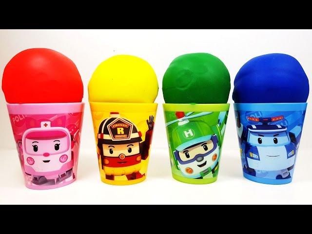 RoboCar poli Cup with play doh and Surprise Eggs My Little Pony Disney Mickey Mouse