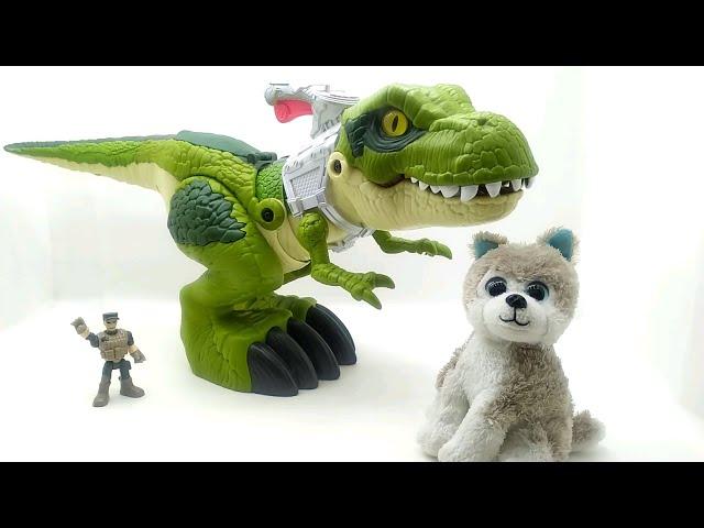 Т-Рекс и щенок Митя!  Обзор игрушки IMAGINEXT Большой динозавр Ти-Рекс GBN14