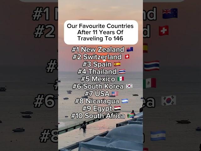 Our TOP 10 FAVOURITE countries in the WORLD!!!! #travel #traveltheworld