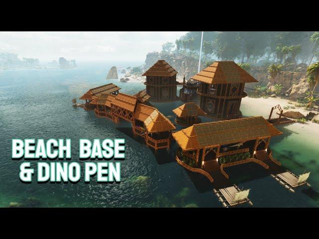 #6  Beach  Base & Dino Pen - Base Design Ideas [ Ark: Survival Ascended ]