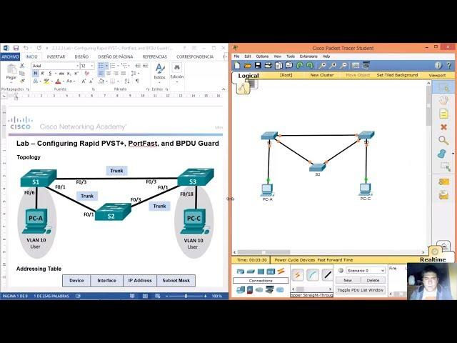 3.3.2.3 - 2.3.2.3 Lab - Configuring Rapid PVST+, PortFast, and BPDU Guard