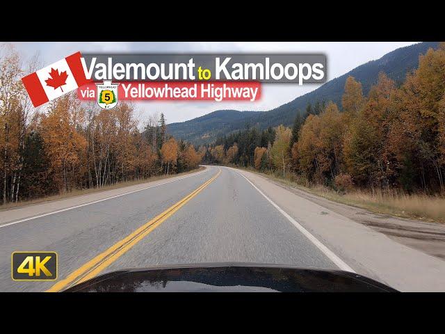 Fall Drive from Valemount to Kamloops, BC Canada on a Rainy Day | 4K