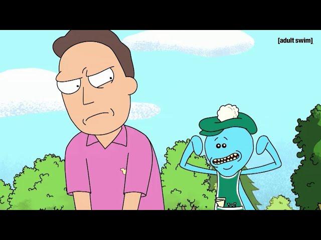 Mr. Meeseeks Helps Jerry with His Golf Swing | Rick and Morty | adult swim