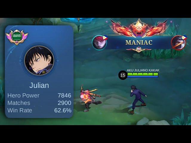 MANIAC!! I FINALLY FOUND THE BEST RECOMMENDED BUILD FOR JULIAN TO RANK UP FAST!! - Mobile Legends